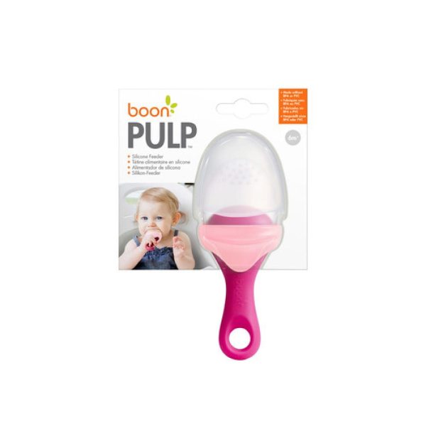 BOON Pulp силиконова дъвкалка с отвори за хранене Pink B11415 - Image 4